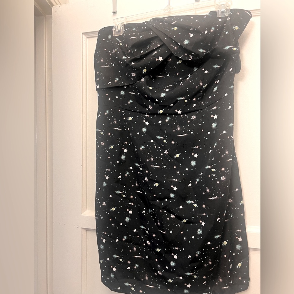 BCBGeneration Strapless Sweetheart Neckline Space Dress With Planets and Stars